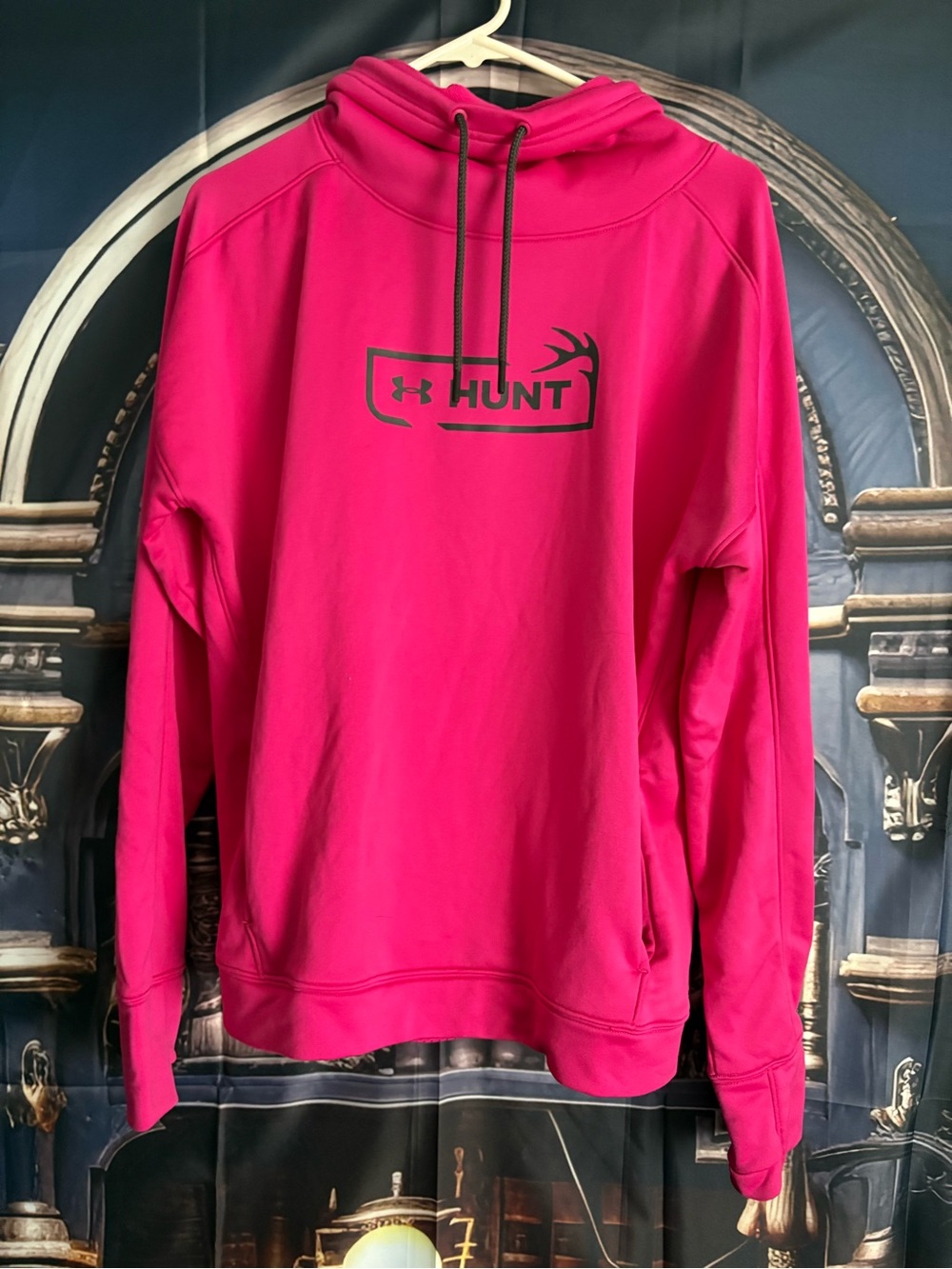 Under Armour Neon Pink Hunt Logo Pullover Hoodie